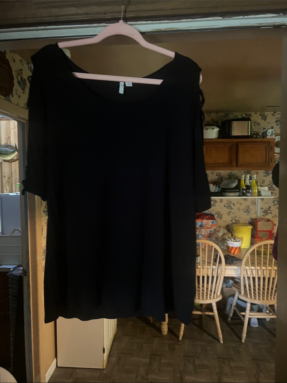 Cato Black Cold-Shoulder Tunic Top
